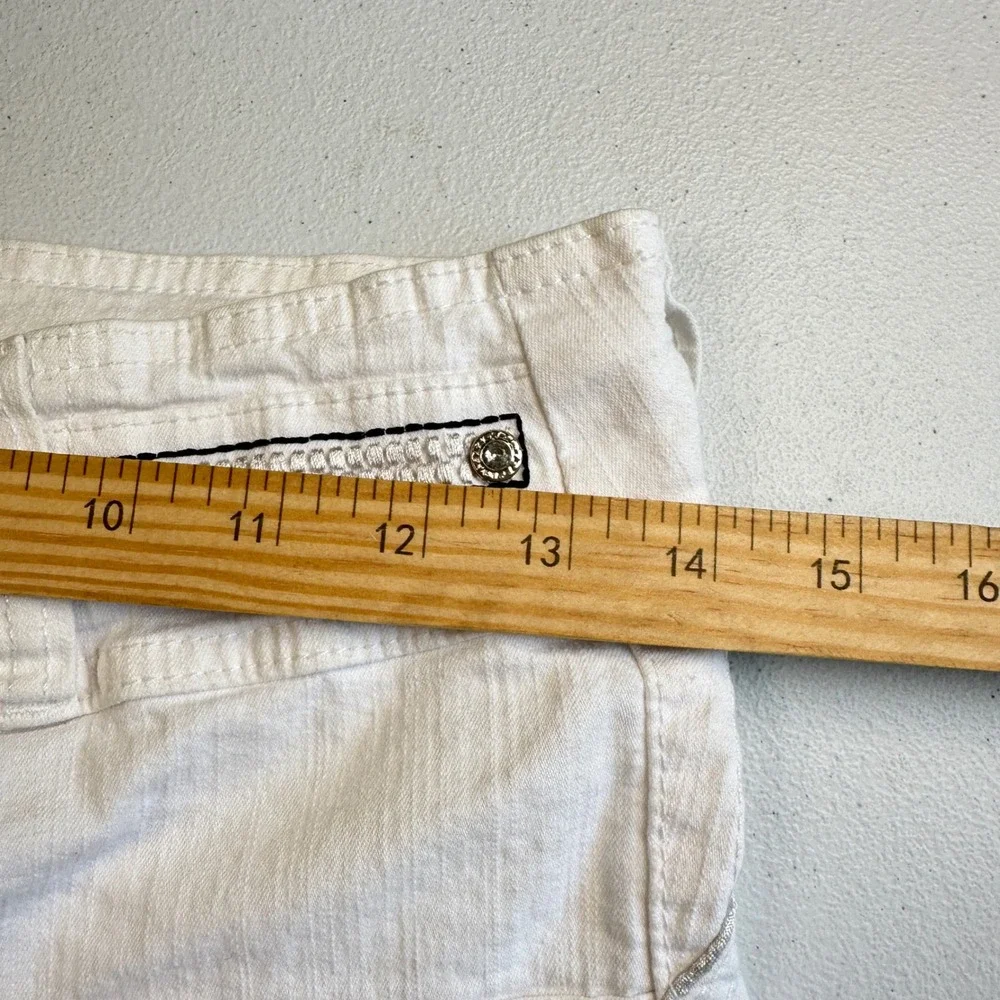 Inspiracion Latina Colombian Capri Pants Y2K White Denim Rhinestone Size 12